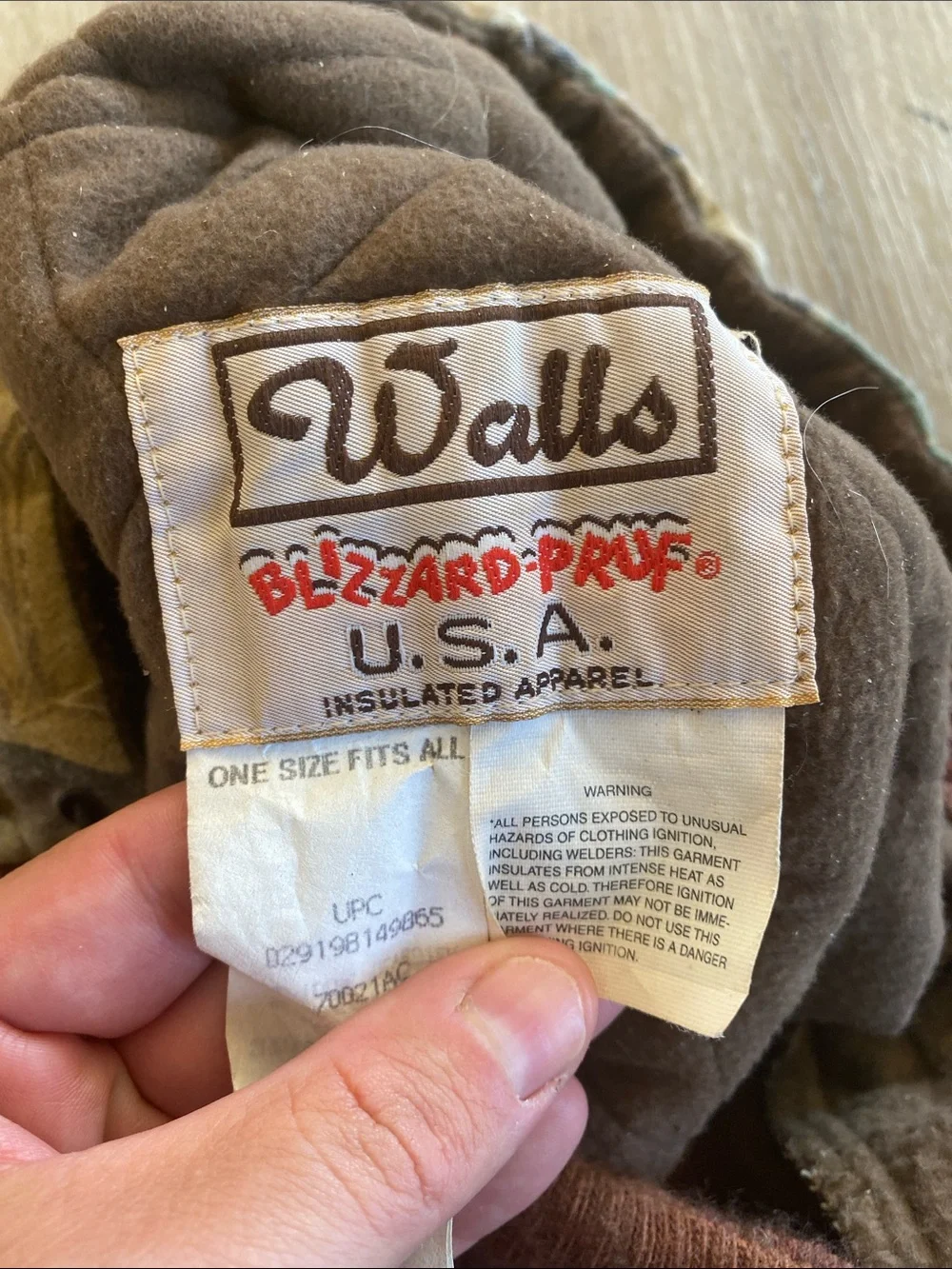 Walls Blizzard Pruf Insulated Canvas Camo Hat Hood One Size Made in USA Vintage
